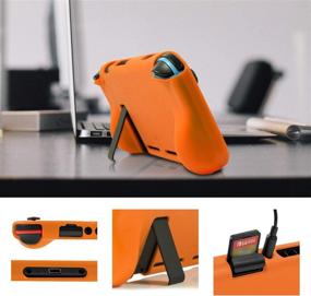 img 1 attached to 🎮 Enhanced Gaming Experience with Orzly Grip Case for Nintendo Switch - Protective Back Cover with Built-in Comfort Padded Hand Grips in Vibrant Orange
