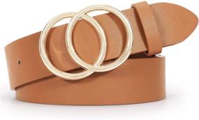 img 4 attached to 👗 Stylish and Versatile WERFORU Women's Leather Belts: Double Ring Buckle for Jeans Dress