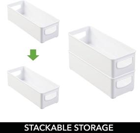 img 1 attached to 🛒 mDesign Small Plastic Kitchen Storage Container Bins: Perfect Pantry, Cabinet, and Refrigerator Organization Solution - 4 Pack, White