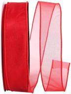 🎀 buy reliant ribbon 99908w-065-09k sheer lovely value wired edge ribbon - 1-1/2 inch x 50 yards - red logo