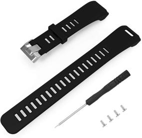 img 1 attached to BossBlue Silicone Replacement Band for Garmin Vivosmart HR Watch - Black (Large)