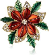 🎄 rarelove christmas poinsettia rhinestone brooches: stylish girls' jewelry for the holiday season logo