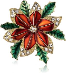 img 4 attached to 🎄 RareLove Christmas Poinsettia Rhinestone Brooches: Stylish Girls' Jewelry for the Holiday Season