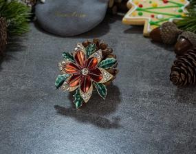 img 1 attached to 🎄 RareLove Christmas Poinsettia Rhinestone Brooches: Stylish Girls' Jewelry for the Holiday Season