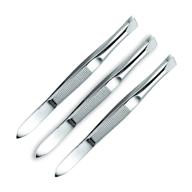 🔧 3 count silver slant tip refine tweezers logo