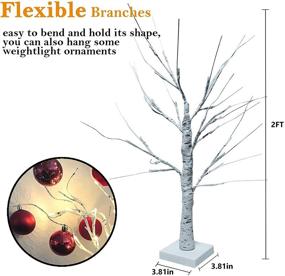 img 2 attached to BHCLIGHT Lighted Birch Tree: 2FT 24LED Battery Operated with Timer - Tabletop Fairy Tree Lights for Christmas Décor, Thanksgiving, Wedding - White Artificial Branch (Set of 2), Warm White Glow