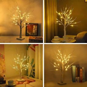 img 3 attached to BHCLIGHT Lighted Birch Tree: 2FT 24LED Battery Operated with Timer - Tabletop Fairy Tree Lights for Christmas Décor, Thanksgiving, Wedding - White Artificial Branch (Set of 2), Warm White Glow