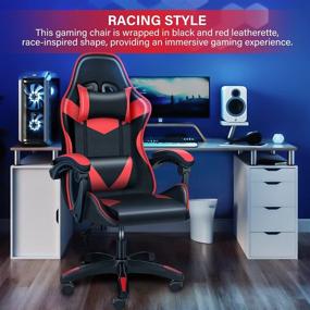 img 3 attached to Red/Black YSSOA Racing Office Computer Ergonomic Video Game Chair - No Footrest Included