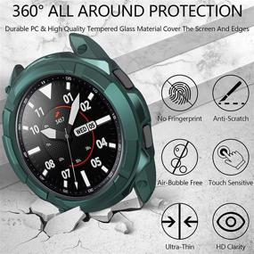 img 2 attached to 🎁 3-in-1 Kakurookie Watch Cover Accessories Set for Samsung Galaxy Watch 4 Classic 42mm - Green, TPU Bumper Case, Bezel Ring, 2 Tempered Glass Screen Protector Films