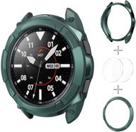 🎁 3-in-1 kakurookie watch cover accessories set for samsung galaxy watch 4 classic 42mm - green, tpu bumper case, bezel ring, 2 tempered glass screen protector films logo