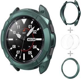 img 4 attached to 🎁 3-in-1 Kakurookie Watch Cover Accessories Set for Samsung Galaxy Watch 4 Classic 42mm - Green, TPU Bumper Case, Bezel Ring, 2 Tempered Glass Screen Protector Films