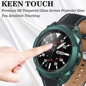 img 3 attached to 🎁 3-in-1 Kakurookie Watch Cover Accessories Set for Samsung Galaxy Watch 4 Classic 42mm - Green, TPU Bumper Case, Bezel Ring, 2 Tempered Glass Screen Protector Films