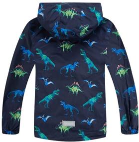 img 3 attached to TLAENSON Waterproof Dinosaur Rain Jacket - Lightweight Hooded Windbreaker for Boys and Girls