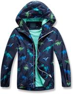 tlaenson waterproof dinosaur rain jacket - lightweight hooded windbreaker for boys and girls logo