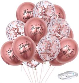 img 4 attached to 🎈 GIHOO 12-inch 50pcs Rose Gold Chrome Metallic Latex Balloons with Printed 'Happy Birthday' and Rose Gold Confetti for Baby Shower Birthday Party Decorations (Rose Gold)