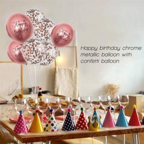 img 2 attached to 🎈 GIHOO 12-inch 50pcs Rose Gold Chrome Metallic Latex Balloons with Printed 'Happy Birthday' and Rose Gold Confetti for Baby Shower Birthday Party Decorations (Rose Gold)