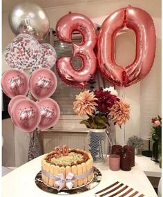 img 1 attached to 🎈 GIHOO 12-inch 50pcs Rose Gold Chrome Metallic Latex Balloons with Printed 'Happy Birthday' and Rose Gold Confetti for Baby Shower Birthday Party Decorations (Rose Gold)