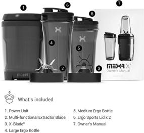 img 2 attached to 🥤 PROMiXX MiiXR X7 Protein Mixer Blender for Shakes and Smoothies - 7 Piece Set - with Performance Nutrition X-Blade, Smoothie Maker, and High Efficiency 700W Motor - Black