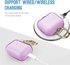 img 1 attached to 🔮 Чехол для AirPods Valkit Clear с карабином - Мягкий защитный чехол из TPU, стойкий к ударам, для девочек, женщин, мужчин - Совместим с чехлом для зарядки Apple AirPods 2 и 1 - Прозрачный фиолетовый