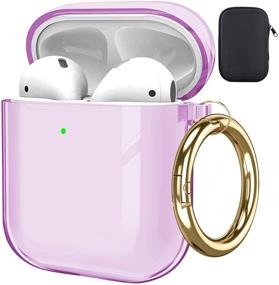 img 4 attached to 🔮 Чехол для AirPods Valkit Clear с карабином - Мягкий защитный чехол из TPU, стойкий к ударам, для девочек, женщин, мужчин - Совместим с чехлом для зарядки Apple AirPods 2 и 1 - Прозрачный фиолетовый