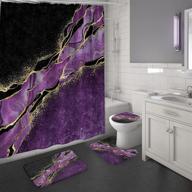 🚿 mitovilla 4 pcs purple marble shower curtain set: stylish modern bathroom sets with rugs and accessories logo