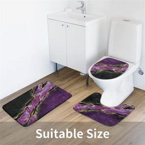 img 3 attached to 🚿 MitoVilla 4 Pcs Purple Marble Shower Curtain Set: Stylish Modern Bathroom Sets with Rugs and Accessories