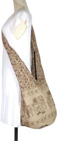 img 2 attached to 👜 Handmade New XL Light Brown Thai Elephant Hippie Bag: Crossbody Sling Purse with Zip