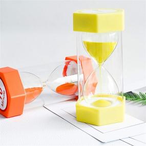 img 2 attached to ⏳ XINBAOHONG Sand Timer Set - 3 Minute Yellow & 10 Minute Orange Hourglass Sand Timers for Kids, Classroom, Home, Office, and Kitchen Use