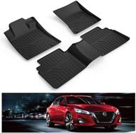 🔝 premium all-weather floor mats – kiwi master for 2019-2021 nissan altima: front & rear tpe slush liners, 2 row seat set (black) - must-have accessories logo