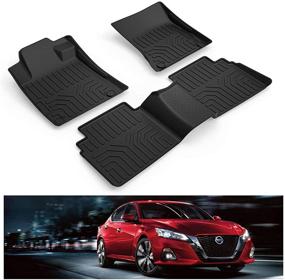 img 4 attached to 🔝 Premium All-Weather Floor Mats – Kiwi Master for 2019-2021 Nissan Altima: Front & Rear TPE Slush Liners, 2 Row Seat Set (Black) - Must-Have Accessories