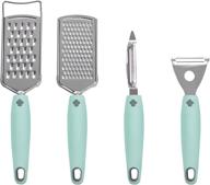 🔪 kitchen set of 4 stainless steel vegetable peelers and graters - sharp tools for potatoes, fruits, and veggies logo