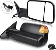 eccpp towing mirrors for dodge ram 1500 (2009-2010) and ram 1500 (2011-2016), 2500, 3500 pickup | signal lights pair | power heated | passenger & driver side | side mirrors logo