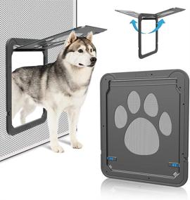 img 4 attached to 🏠 Companet Pet Door with Magnetic Flap & Automatic Lockable - Sliding Screen Door for Small/Medium Dogs and Cats