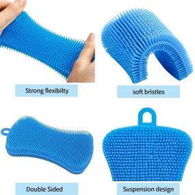 img 3 attached to Food Grade Silicone Sponge Dish Sponges - Multi-Use Reusable Double Sided Silicone Brush Sponges for Kitchen Cleaning, Dishwashing, Shower, Fruit and Vegetable Cleaning