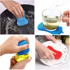 img 1 attached to Food Grade Silicone Sponge Dish Sponges - Multi-Use Reusable Double Sided Silicone Brush Sponges for Kitchen Cleaning, Dishwashing, Shower, Fruit and Vegetable Cleaning