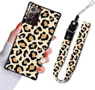 🐆 samsung galaxy note 20 5g case - leopard cheetah print design | hybrid hard pc + tpu bumper | full protective cell phone cover with lanyard strap for women, girls | samsung note 20 5g 6.7 inch logo