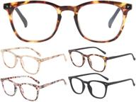 👓 padisae lightweight reading glasses for women and men - 4 pack of stylish tortoise eyeglasses with spring hinges logo