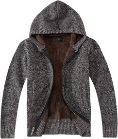 img 3 attached to 🧥 Stay Cozy in Style: Gioberti Boy's Knitted Cardigan Sweater with Hoody and Sherpa Lining