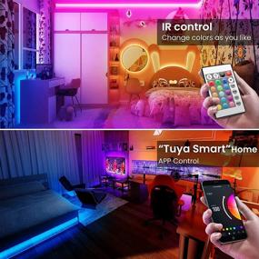 img 1 attached to 🌈 TJOY 100ft Smart LED Strip Lights for Bedroom, Alexa Compatible Light Strip, 5050 RGB Color Changing Music Sync LED Lights Strip with App Remote, Multi-Color Wireless LED Lights for Bedroom (APP+Remote+Voice)