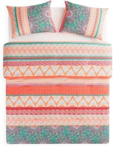 img 4 attached to 🛏️ Elevate Your Bedroom with the Wake In Cloud - Bohemian Comforter Set, Vibrant Orange Coral Mandala Print, Luxurious King Size Bedding