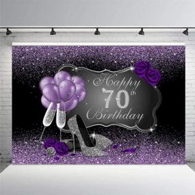 img 3 attached to MEHOFOTO Black Purple Silver High Heels Champagne Woman Purple Rose Balloons 70th Happy Birthday Party Banner Photography Backdrops 8x6ft