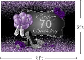 img 2 attached to MEHOFOTO Black Purple Silver High Heels Champagne Woman Purple Rose Balloons 70th Happy Birthday Party Banner Photography Backdrops 8x6ft