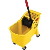 🪣 rubbermaid commercial products 31 quart yellow mop bucket with wheels & wringer - heavy duty all-in-one tandem mopping bucket logo