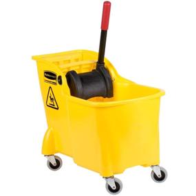 img 3 attached to 🪣 Rubbermaid Commercial Products 31 Quart Yellow Mop Bucket with Wheels & Wringer - Heavy Duty All-in-One Tandem Mopping Bucket