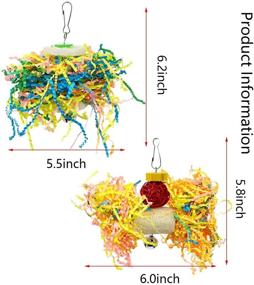 img 2 attached to 🦜 5-Piece Bird Shredding Toy Set for Parakeets, Cockatiels, Conures, and Parrots - Includes Loofah Toys, Chewing Toys, Shredder Toys, Foraging Toys, and Cage Accessories for Small to Medium Sized Parrots