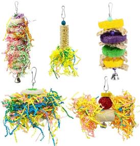 img 4 attached to 🦜 5-Piece Bird Shredding Toy Set for Parakeets, Cockatiels, Conures, and Parrots - Includes Loofah Toys, Chewing Toys, Shredder Toys, Foraging Toys, and Cage Accessories for Small to Medium Sized Parrots