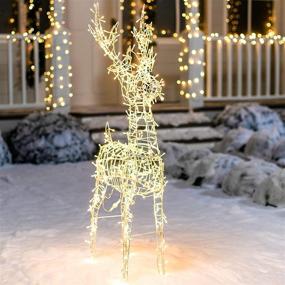 img 2 attached to 🦌 Joiedomi 4.5ft LED Warm White Reindeer Buck Wire Frame Yard Light for Christmas Event Decoration and Outdoor Garden Decorations, Perfect for Christmas Eve Night Decor