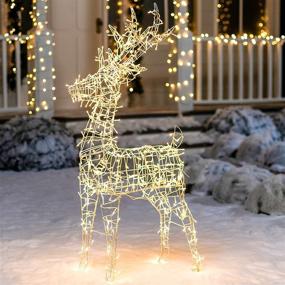 img 1 attached to 🦌 Joiedomi 4.5ft LED Warm White Reindeer Buck Wire Frame Yard Light for Christmas Event Decoration and Outdoor Garden Decorations, Perfect for Christmas Eve Night Decor