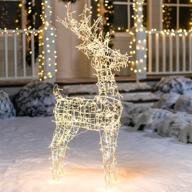 🦌 joiedomi 4.5ft led warm white reindeer buck wire frame yard light for christmas event decoration and outdoor garden decorations, perfect for christmas eve night decor logo