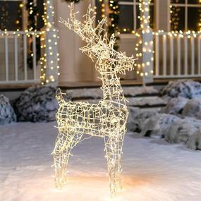 img 4 attached to 🦌 Joiedomi 4.5ft LED Warm White Reindeer Buck Wire Frame Yard Light for Christmas Event Decoration and Outdoor Garden Decorations, Perfect for Christmas Eve Night Decor